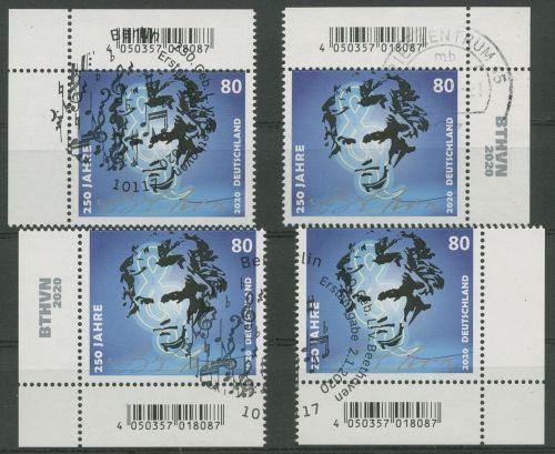 Bund 2020 Komponist Ludwig van Beethoven 3513 alle 4 Ecken gestempelt (E5055)