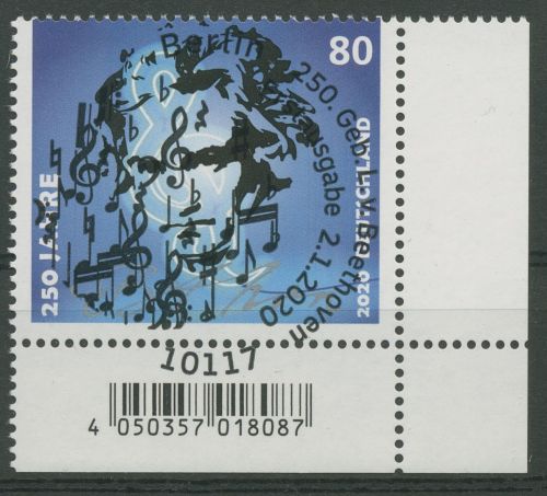 Bund 2020 Komponist Ludwig van Beethoven 3513 Ecke 4 mit ESST Berlin (E5057)