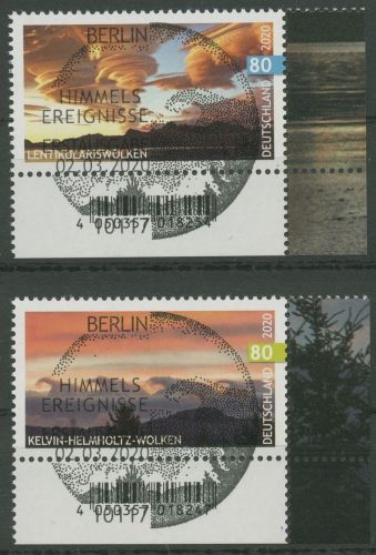 Bund 2020 Himmelsereignisse Wolken 3527/28 Ecke 4 mit ESST Berlin (E5070)