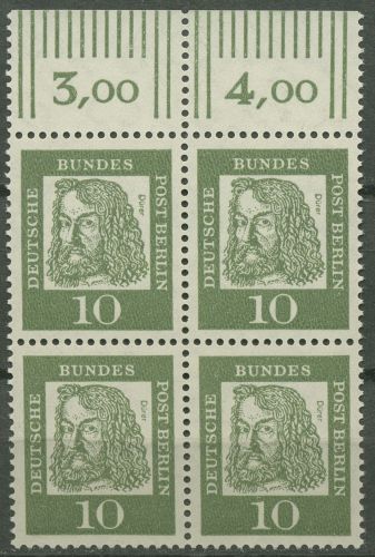 Berlin 1961 Bedeutende Deutsche mit Oberrand 202 W OR 4er-Block postfrisch