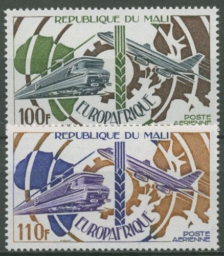 Mali 1974 EUROPAFRIQUE Eisenbahn Flugzeug 468/69 postfrisch