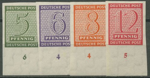 SBZ West-Sachsen 1945 Freim. Ziffern mit WZ X Unterrand 116/19 X UR postfrisch