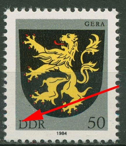 DDR 1984 Stadtwappen mit Plattenfehler 2857 F 5 postfrisch