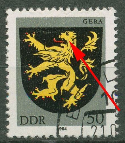 DDR 1984 Stadtwappen mit Plattenfehler 2857 F 21 mit Massenentwertung