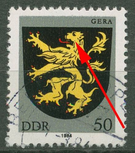 DDR 1984 Stadtwappen mit Plattenfehler 2857 F 21 gestempelt