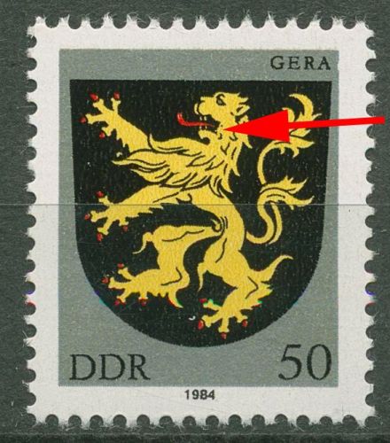 DDR 1984 Stadtwappen mit Plattenfehler 2857 F 67 postfrisch