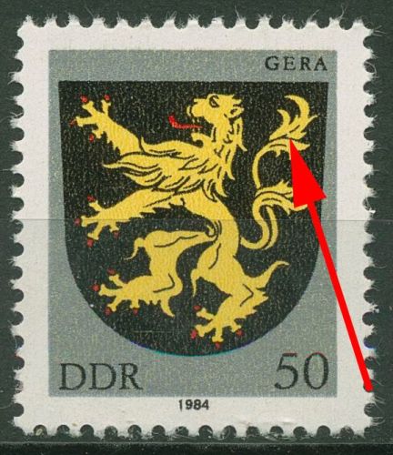DDR 1984 Stadtwappen mit Plattenfehler 2857 F 68 postfrisch