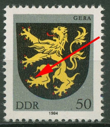 DDR 1984 Stadtwappen mit Plattenfehler 2857 F 69 postfrisch
