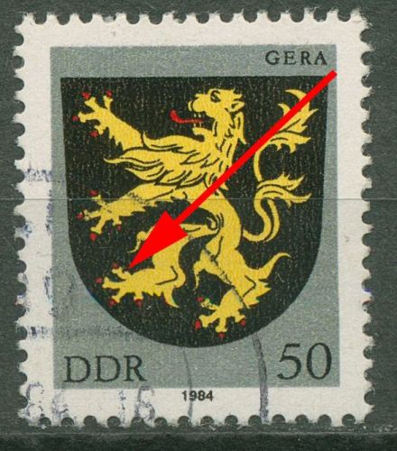 DDR 1984 Stadtwappen mit Plattenfehler 2857 F 69 gestempelt
