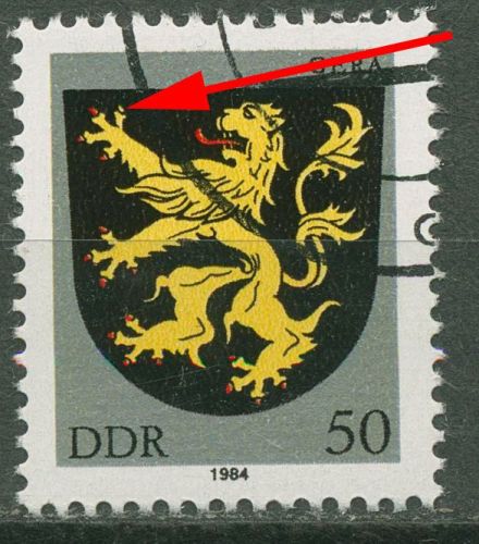 DDR 1984 Stadtwappen mit Plattenfehler 2857 F 75 mit Massenentwertung