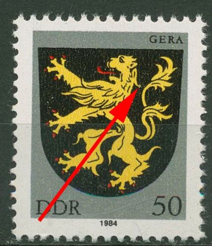DDR 1984 Stadtwappen mit Plattenfehler 2857 F 80 postfrisch