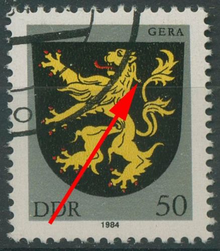DDR 1984 Stadtwappen mit Plattenfehler 2857 F 80 mit Massenentwertung