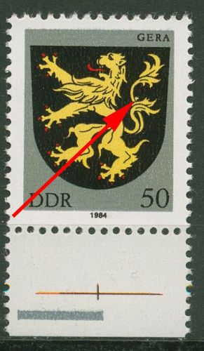 DDR 1984 Stadtwappen mit Plattenfehler 2857 F 96 postfrisch