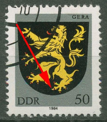 DDR 1984 Stadtwappen mit Plattenfehler 2857 F 100 mit Massenentwertung
