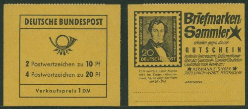 Bund 1968 Brandenburger Tor Markenheftchen MH 13 c postfrisch