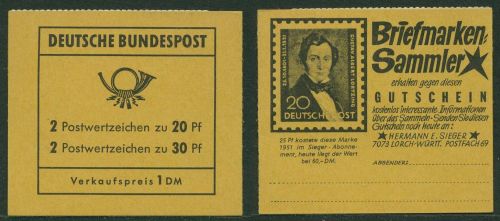 Bund 1968 Brandenburger Tor Markenheftchen MH 14 a postfrisch