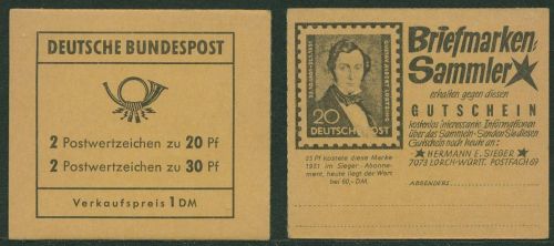 Bund 1968 Brandenburger Tor Markenheftchen MH 14 b postfrisch