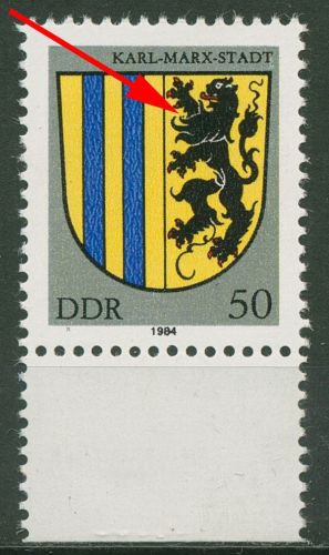 DDR 1984 Stadtwappen mit Plattenfehler 2859 F 99 postfrisch