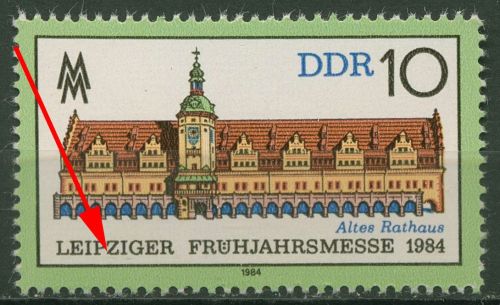 DDR 1984 Leipziger Frühjahrsmesse mit Plattenfehler 2862 F 33 postfrisch