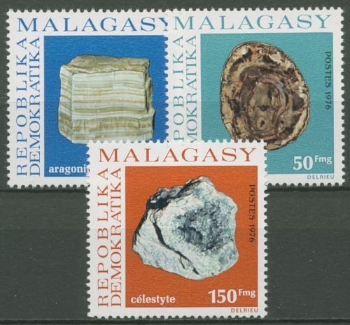 Madagaskar 1976 Mineralien und Versteinerungen 791/93 postfrisch