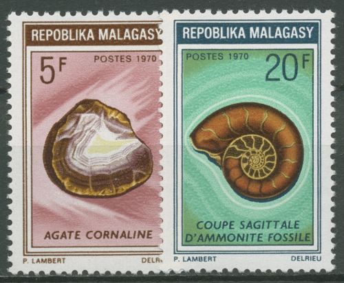 Madagaskar 1970 Mineralien und Fossilien 612/13 postfrisch