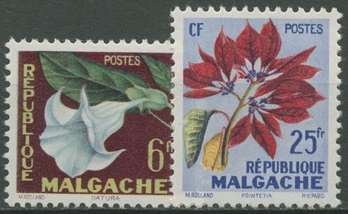 Madagaskar 1959 Blumen Weihnachtsstern Engelstrompete 440/41 postfrisch