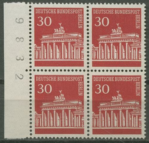 Berlin 1966 Brandenburger Tor mit Bogen-Nummer 288 4er-Block Bg.-Nr. postfrisch
