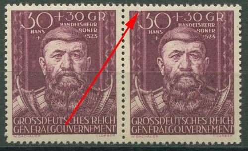Generalgouvernement 1944 H. Boner mit Plattenfehler 122 I postfrisch