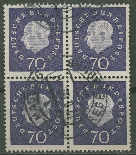 Bund 1959 Heuss Medaillon Bogenmarken 306 4er-Block gestempelt