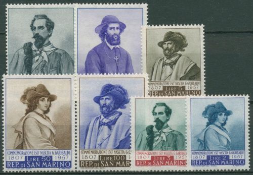 San Marino 1957 Freiheitskämpfer Giuseppe Garibaldi 577/83 postfrisch
