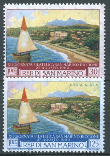San Marino 1960 Briefmarkenausstellung Segelboot vor Riccione 665/66 postfrisch