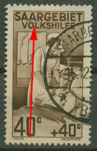 Saargebiet 1926 Volkshilfe: Pflegedienste mit Plattenfehler 105 I gestempelt