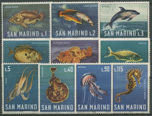 San Marino 1966 Meerestiere Fische Seepferdchen Qualle 869/78 postfrisch