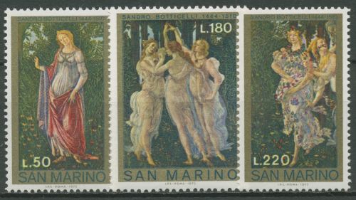 San Marino 1972 Gemälde Alessandro Botticelli 994/96 postfrisch