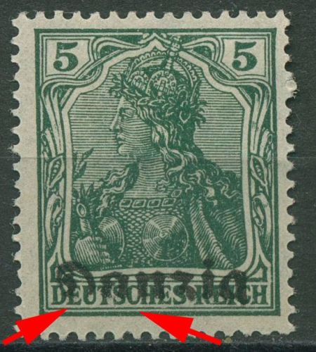 Danzig 1920 Freimarke mit stark fehlerhaftem Aufdruck 1 AF ? mit Falz