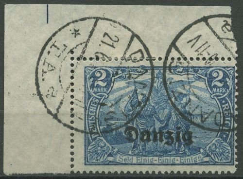 Danzig 1920 Freimarke mit Aufdruck 11 b Ecke 1 gestempelt geprüft