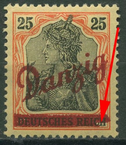 Danzig 1920 Germania mit Aufdruckfehler 24 AF IIa mit Falz