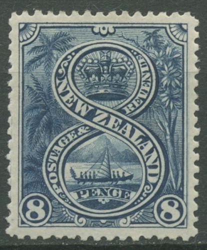 Neuseeland 1898 Landschaften und Vögel Kriegsboot der Maori 74 mit Falz