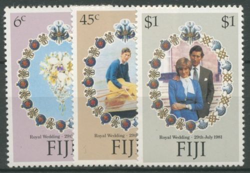 Fidschi 1981 Hochzeit Prinz Charles und Lady Diana Spencer 436/38 postfrisch
