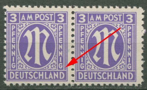 Bizone 1945 Am. Druck mit Plattenfehler 1 z f 26 A, Papier z postfrisch