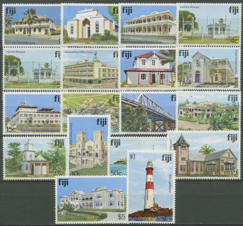 Fidschi 1979 Gebäude u. Sehenswürdigkeiten Kirche Leuchtturm 399/15 I postfrisch