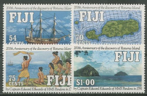 Fidschi 1991 Entdeckung der Insel Rotuma durch Kapitän Edwards 636/39 postfrisch