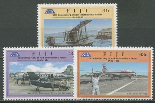 Fidschi 1996 50 J. Internationaler Flughafen Nadi Flugzeuge 785/87 postfrisch