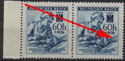 Böhmen & Mähren 111 postfrisch mit Plattenfehler X