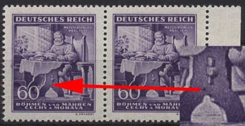 Böhmen & Mähren 128 postfrisch mit Plattenfehler VIII