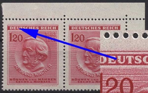 Böhmen & Mähren 129 postfrisch mit Plattenfehler IV