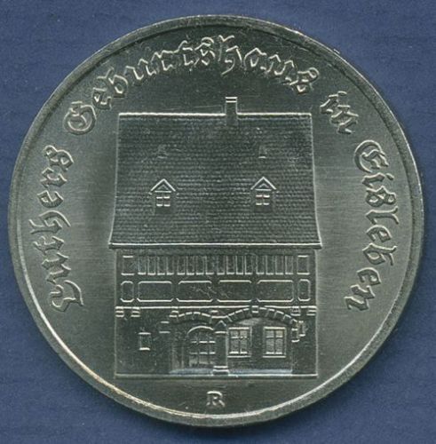 DDR 5 Mark 1983 Luthers Geburtshaus in Eisleben, J 1590 vz/st (m2917)