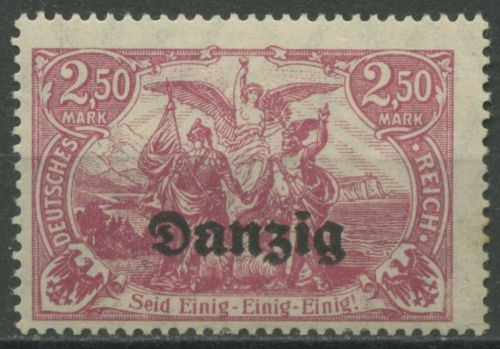 Danzig 1920 Freimarke mit Aufdruck 12 b mit Falz