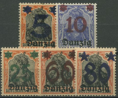 Danzig 1920 Germania mit Aufdruck 16/20 mit Falz