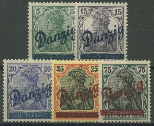 Danzig 1920 Germania mit schrägem Aufdruck 21/25 postfrisch